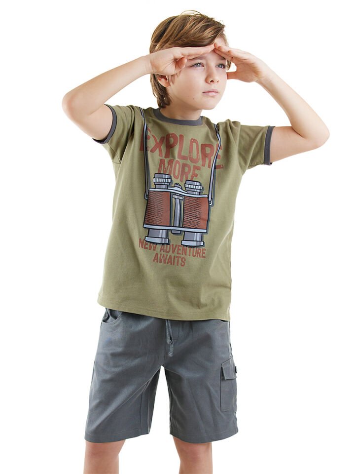 Explore Erkek Çocuk T-shirt Gabardin Şort Takım 10 Y - Haki