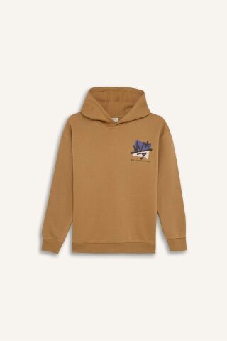 Erkek Çocuk Oversize Geniş Kalıp Kapüşonlu Sırt Baskılı Sweatshirt