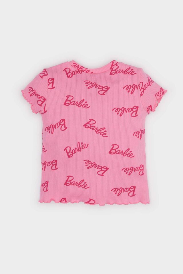 Kız Bebek Barbie Bisiklet Yaka Fitilli Kaşkorse Kısa Kollu Tişört