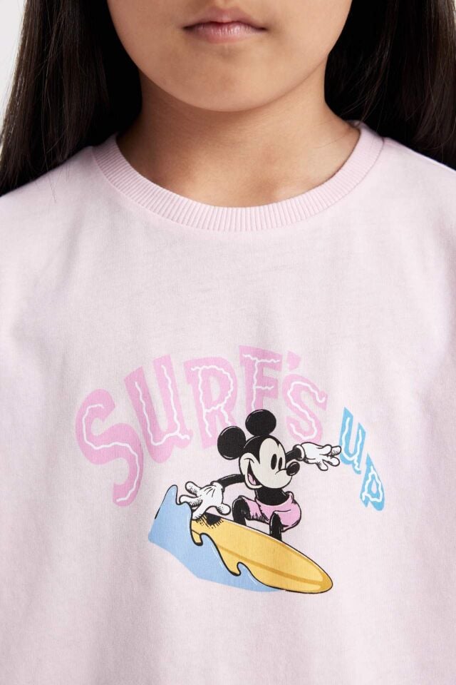 Kız Çocuk Disney Mickey & Minnie Bisiklet Yaka Kısa Kollu Tişört