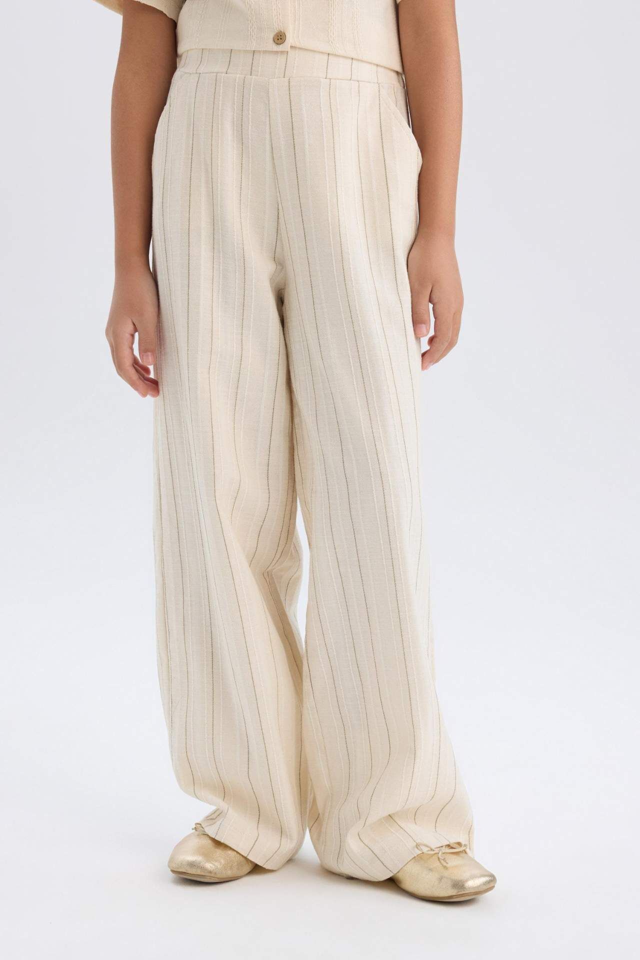 Kız Çocuk Wide Leg Geniş Paça Pamuklu Pantolon