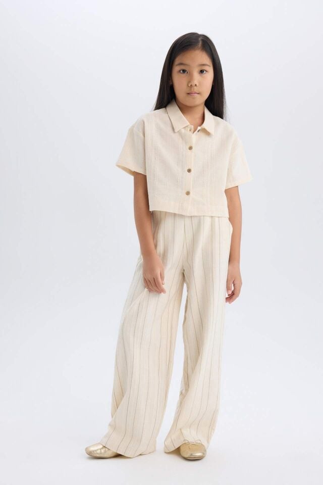 Kız Çocuk Wide Leg Geniş Paça Pamuklu Pantolon