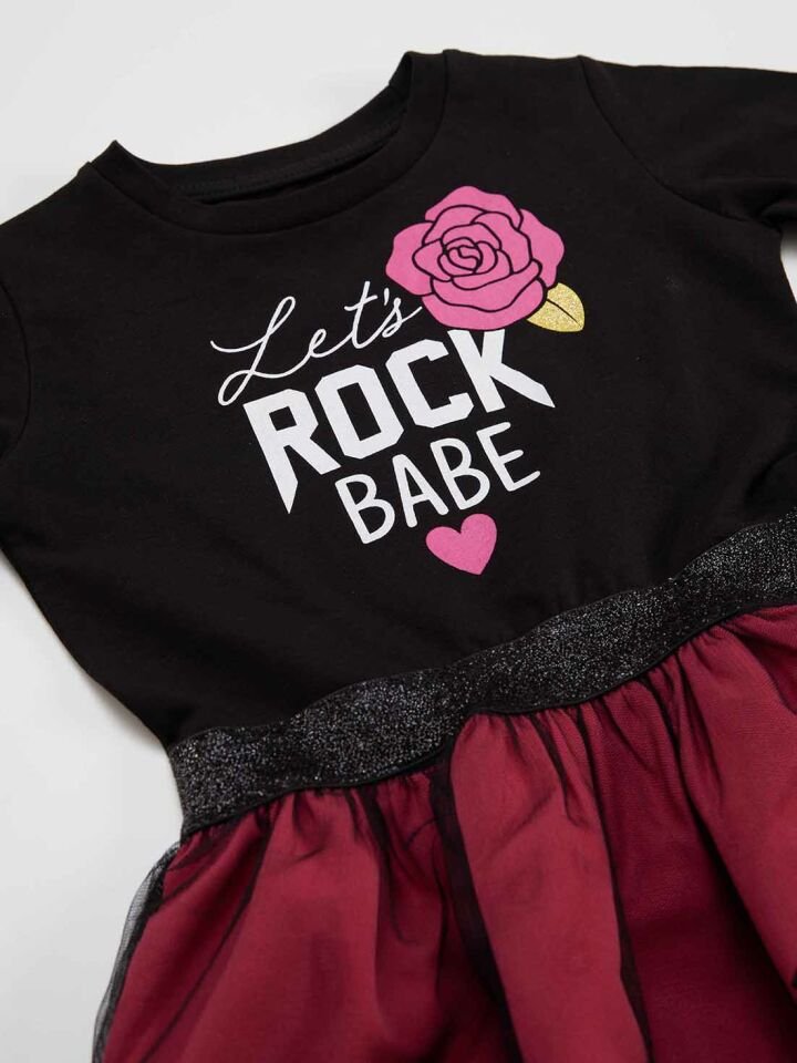 Rock Babe Kız Çocuk Tüllü Elbise 8 Y - Pembe, Siyah