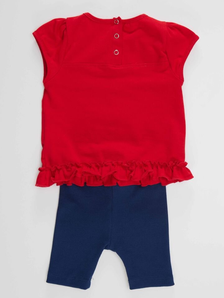Kırmızı Tilki Kız Bebek Tunik Tayt Takım 3-6 M - Kırmızı, Lacivert