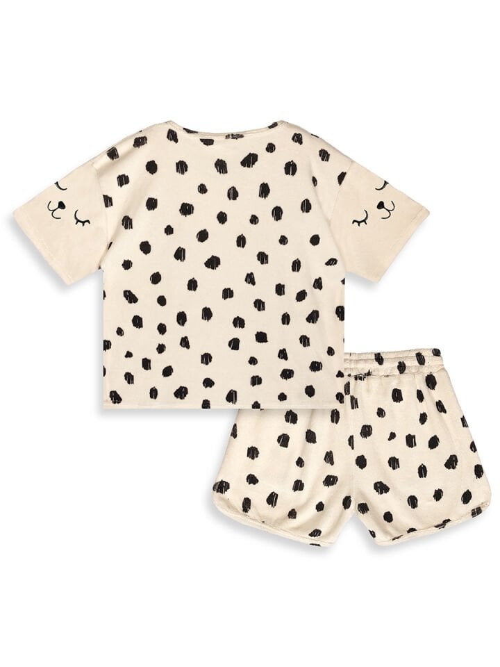 Leopar Kız Çocuk Havlu Şort T-shirt Takım