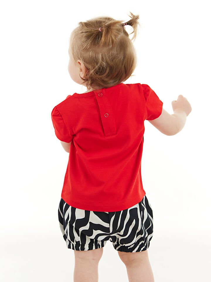 Balerin Zebra Kız Bebek T-Shirt Poplin Şort Takım 12-18 M