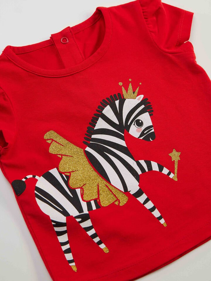 Balerin Zebra Kız Bebek T-Shirt Poplin Şort Takım 12-18 M