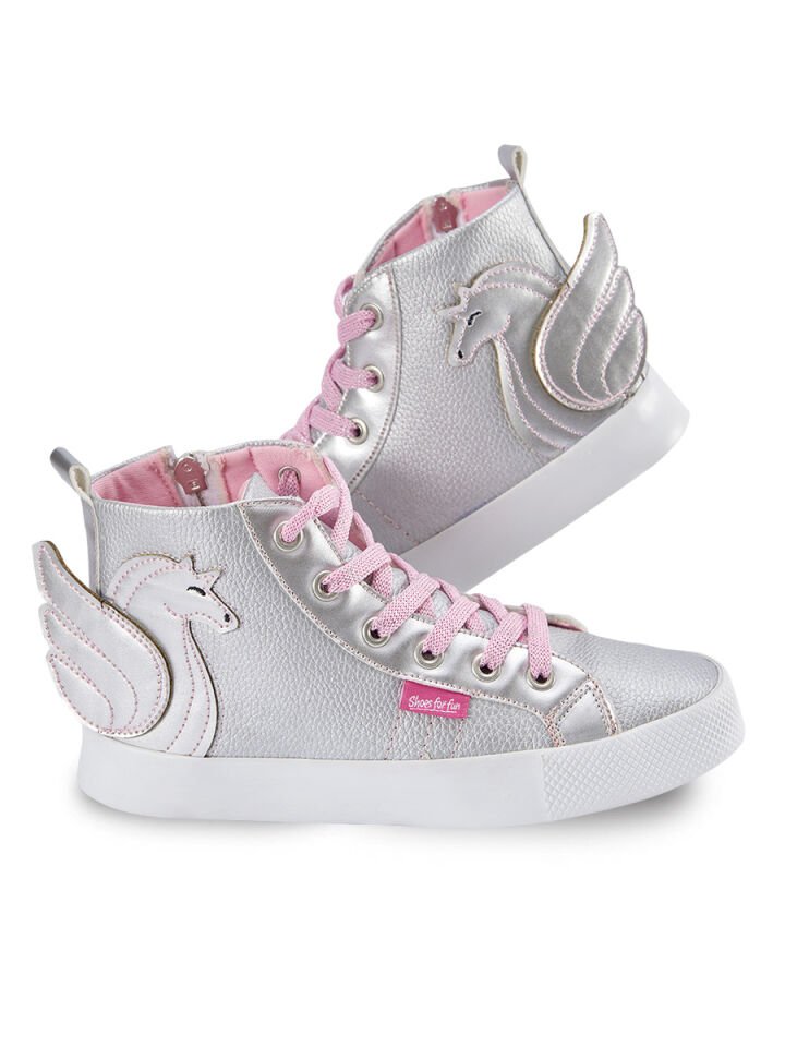 Kanatlı Unicorn Gümüş Kız Çocuk Sneakers 26 N - Gri