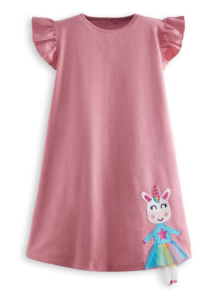 Lilycorn Kız Çocuk Pembe Yazlık Elbise