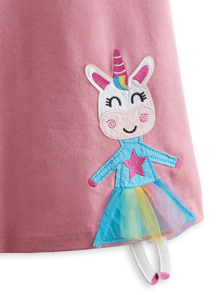 Lilycorn Kız Çocuk Pembe Yazlık Elbise