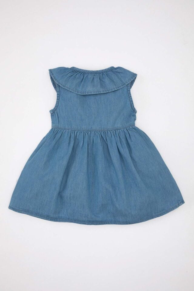 Kız Bebek Kolsuz Jean Elbise