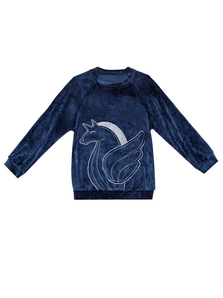 Lacivert Kadife Unicorn Kız Çocuk Eşofman Takım