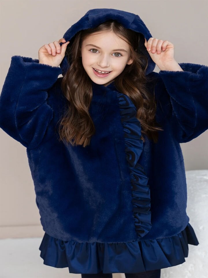 Lacivert Peluş Mont
