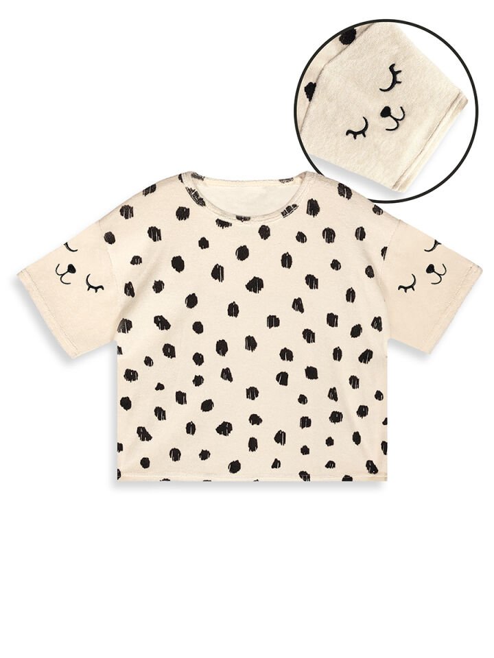 Leopar Kız Çocuk Havlu Şort T-shirt Takım 9Y - Beyaz