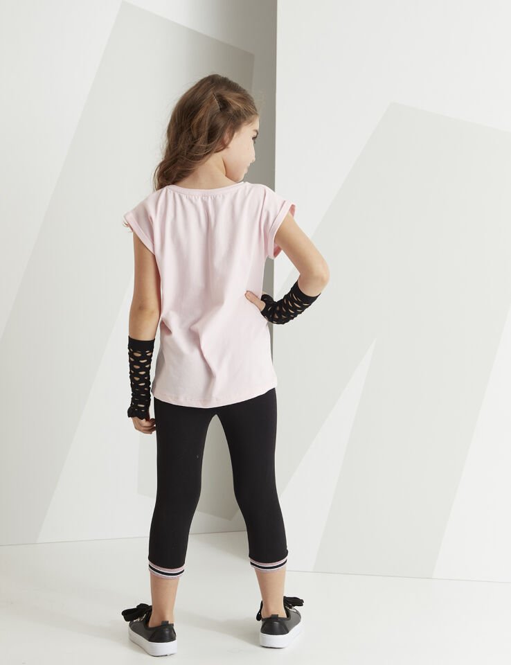 Rocker Unicorn Kız Çocuk T-shirt Kapri Şort Takım 8 Y - Pembe Siyah