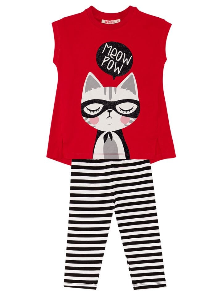 Meow Pow Kız Çocuk T-shirt Tayt Takım