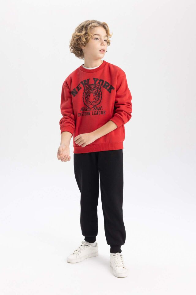 Erkek Çocuk  Bisiklet Yaka Baskılı Sweatshirt