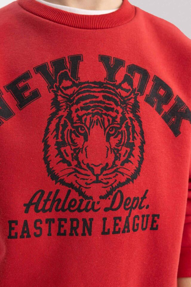Erkek Çocuk  Bisiklet Yaka Baskılı Sweatshirt