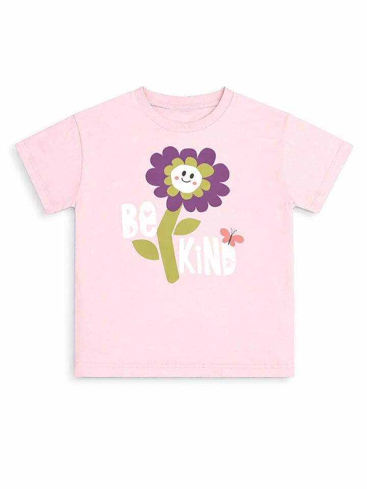 Pembe Çiçekler Kız Çocuk T-shirt Tayt Takım 3Y - Pembe