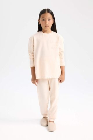 Kız Çocuk Pijama Takımı Uzun Kollu Üst Beli Lastikli Alt