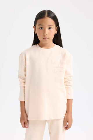 Kız Çocuk Pijama Takımı Uzun Kollu Üst Beli Lastikli Alt