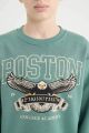 Erkek Çocuk 2'li Takım Bisiklet Yaka Baskılı Kalın Sweatshirt Beli Lastikli Eşofman Altı