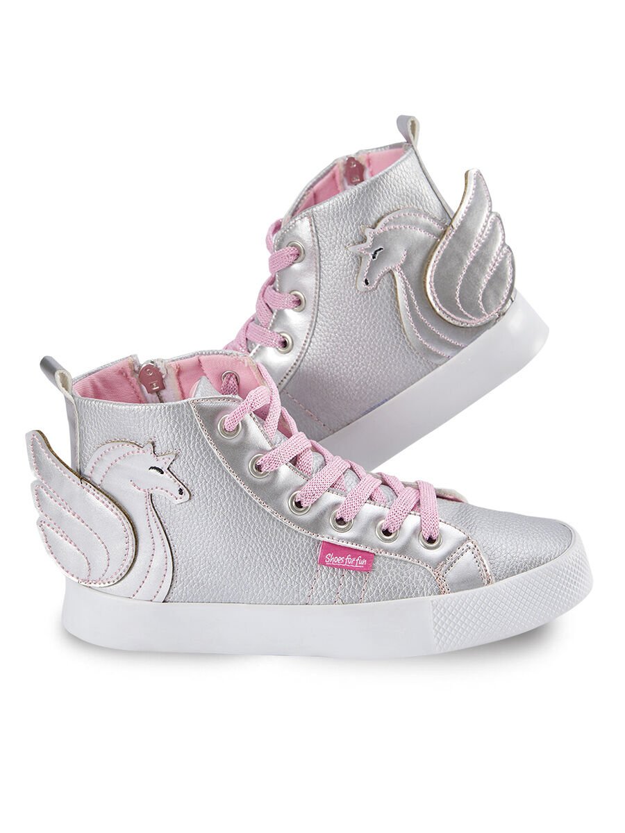 Kanatlı Unicorn Gümüş Kız Çocuk Sneakers 34 N - Gri