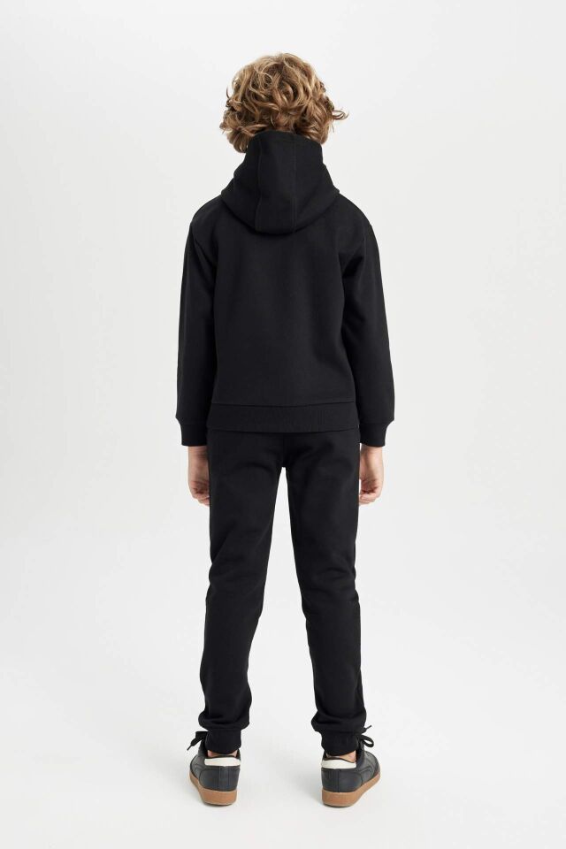 Erkek Çocuk 2'li Takım Kapüşonlu Baskılı Sweatshirt Üst Beli Lastikli Jogger Eşofman Altı