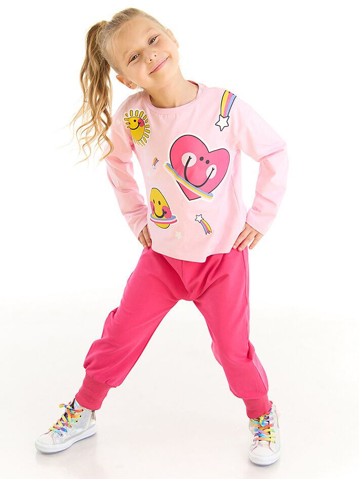 Love Galaxy Kız Çocuk T-shirt Pantolon Takım 5 Y - Pembe