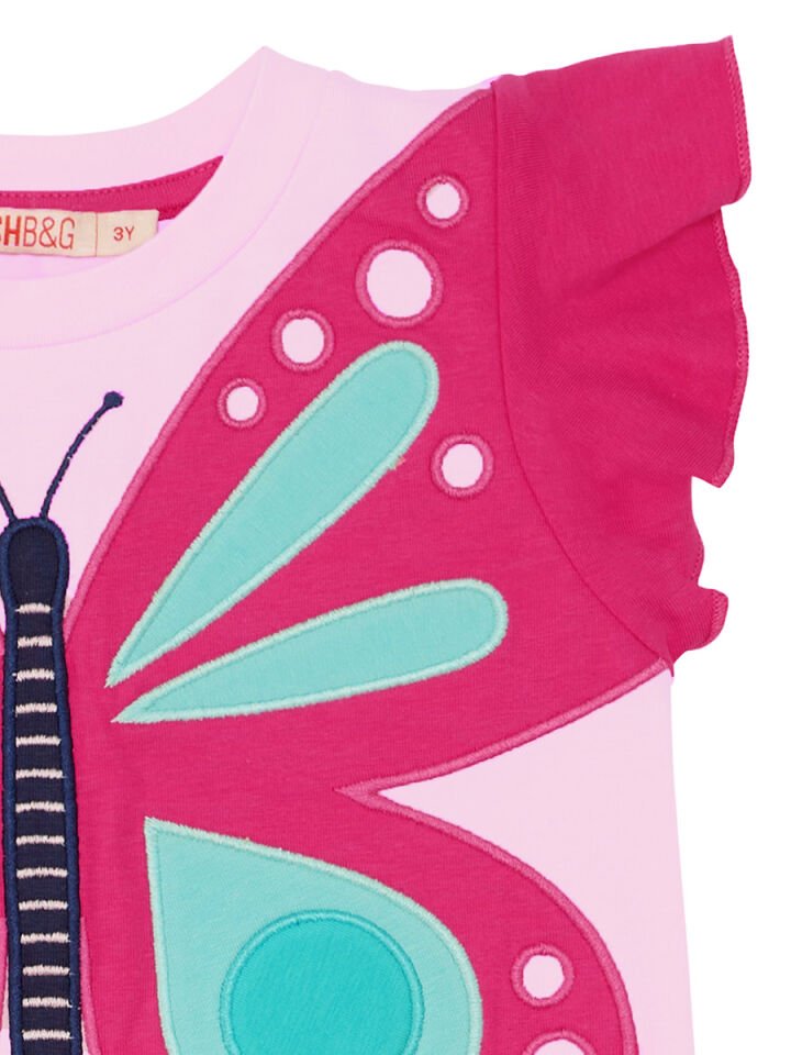 Pembe Kelebek Kız Çocuk Elbise