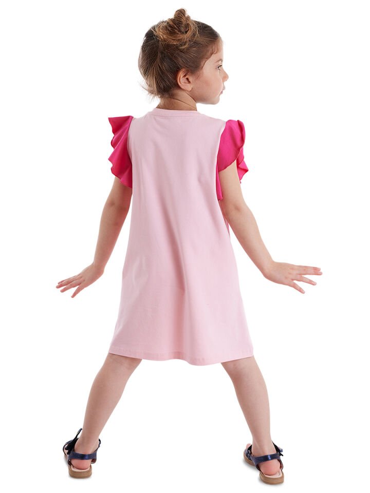 Pembe Kelebek Kız Çocuk Elbise 4 Y - Pembe