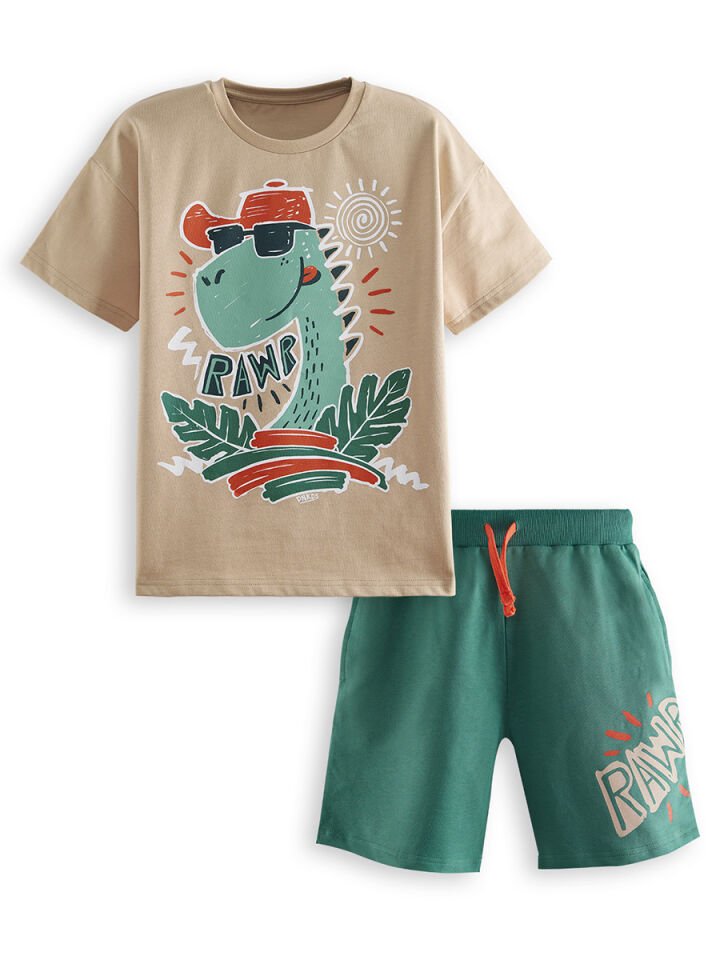 Summer Dino Erkek Çocuk T-shirt Şort Takım
