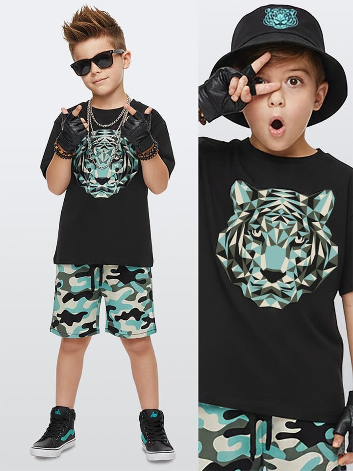 Kaplan Erkek Çocuk T-shirt Şort Takım