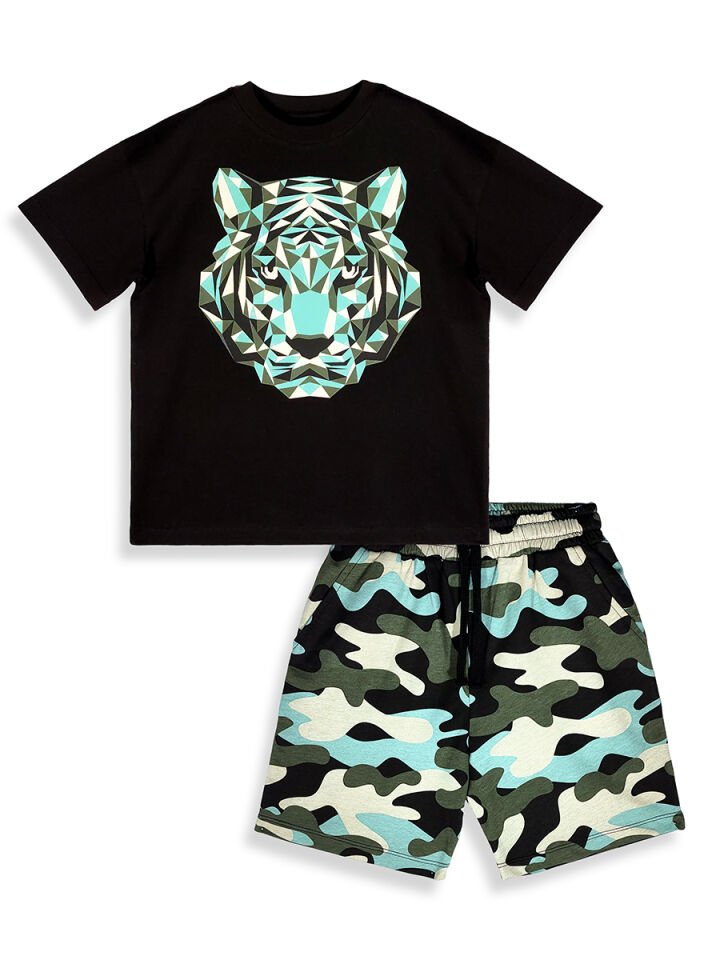 Kaplan Erkek Çocuk T-shirt Şort Takım