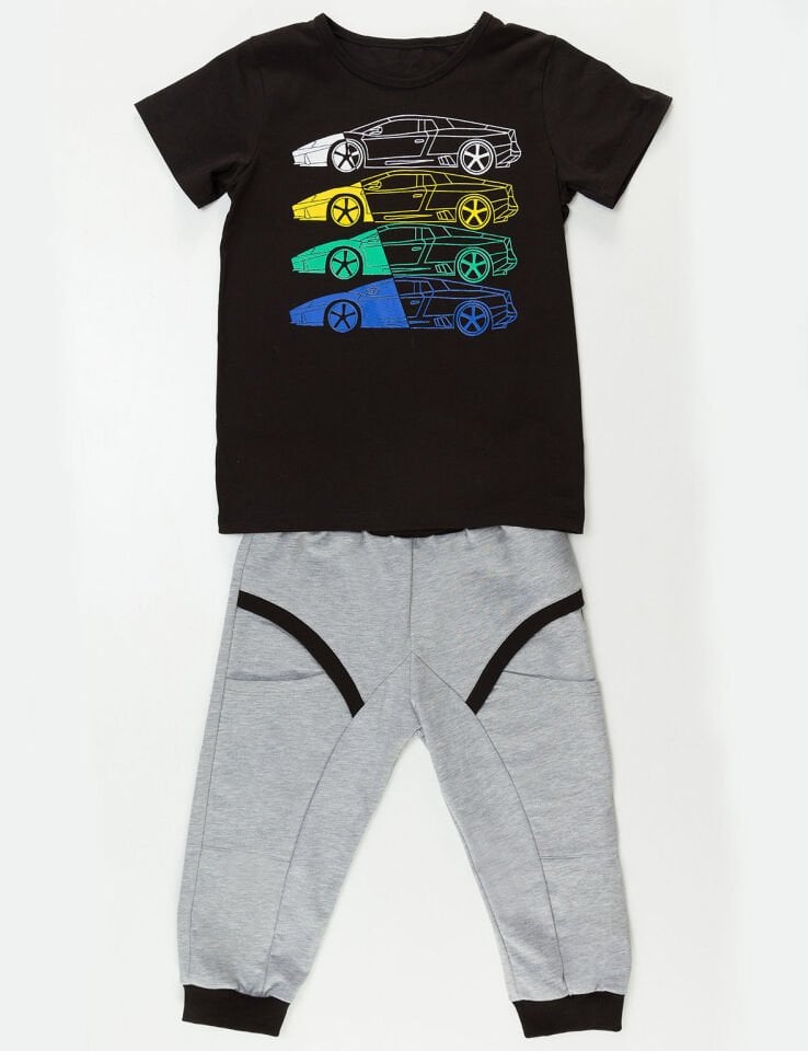 4 Cars Erkek Çocuk T-shirt Kapri Şort Takım