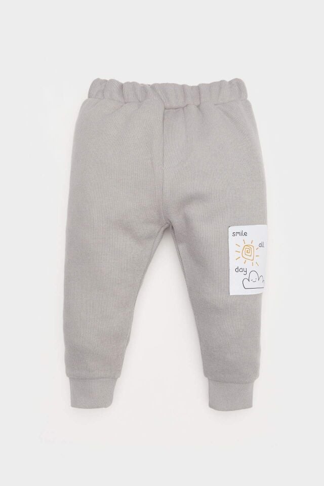 Erkek Bebek 2'li Takım Selanik Kumaş  Etiket Baskılı Sweatshirt Eşofman Altı