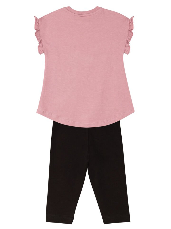 Love Cat Kız Çocuk T-shirt Tayt Takım 8 Y - Pembe, Siyah