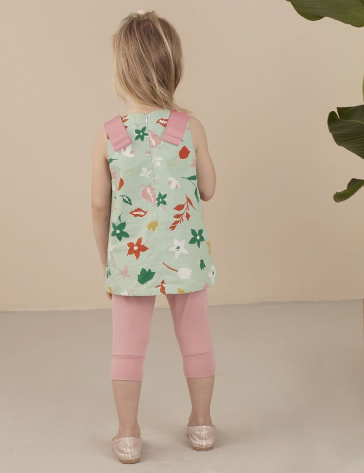 Çiçek Desenli Kız Çocuk Poplin Bluz 6 Y - Yeşil