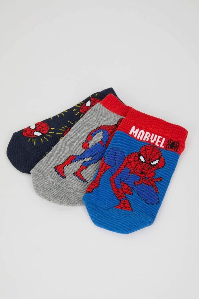 Erkek Çocuk Marvel Spiderman Pamuklu 3'lü Patik Çorap