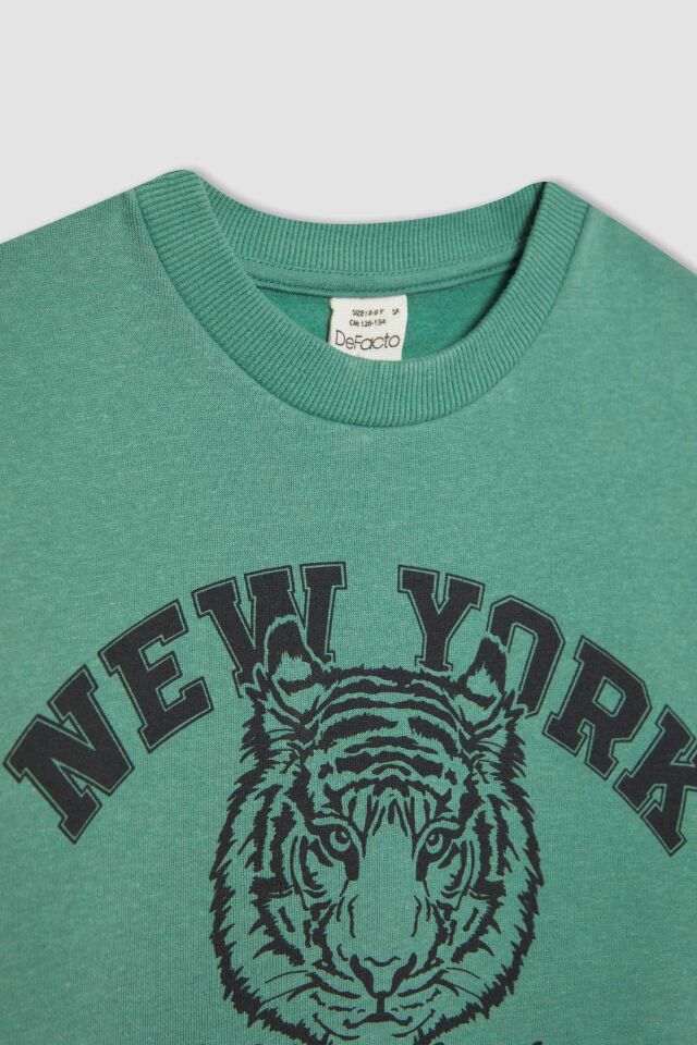 Erkek Çocuk  Bisiklet Yaka Baskılı Sweatshirt