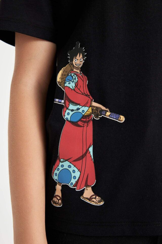 Erkek Çocuk One Piece Bisiklet Yaka Kısa Kollu Tişört
