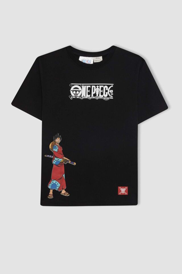 Erkek Çocuk One Piece Bisiklet Yaka Kısa Kollu Tişört