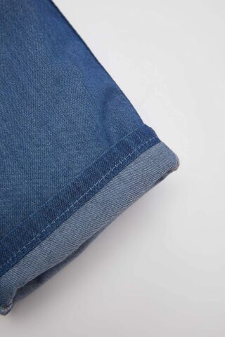 Erkek Bebek Basic Düz Beli Bağcıklı Jean Şort