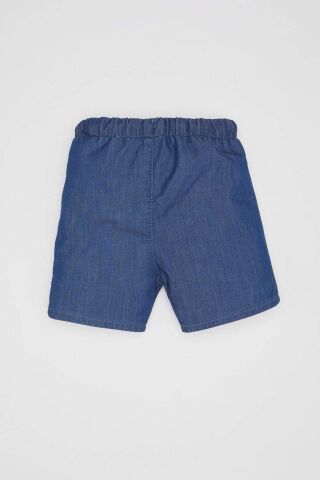 Erkek Bebek Basic Düz Beli Bağcıklı Jean Şort