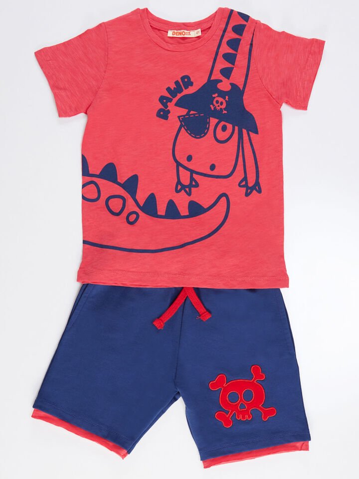 Korsan Dino Erkek Çocuk T-shirt Şort Takım