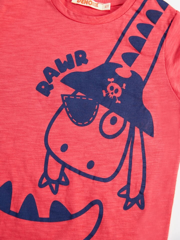 Korsan Dino Erkek Çocuk T-shirt Şort Takım