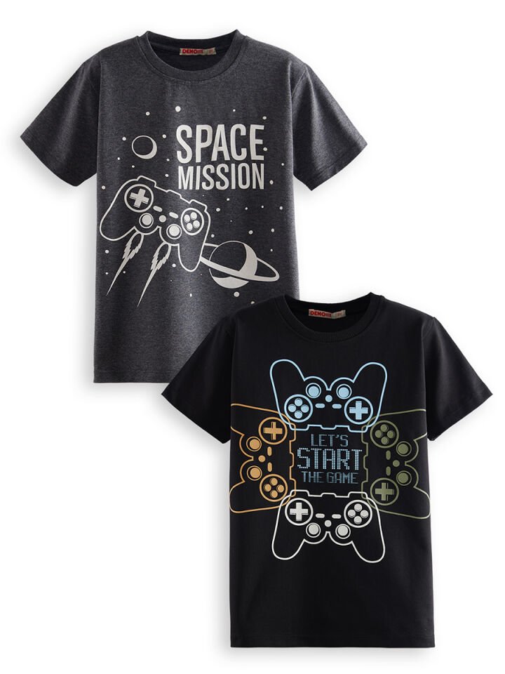 Start Game Erkek Çocuk 2'li T-shirt Takım 8 Y - Siyah