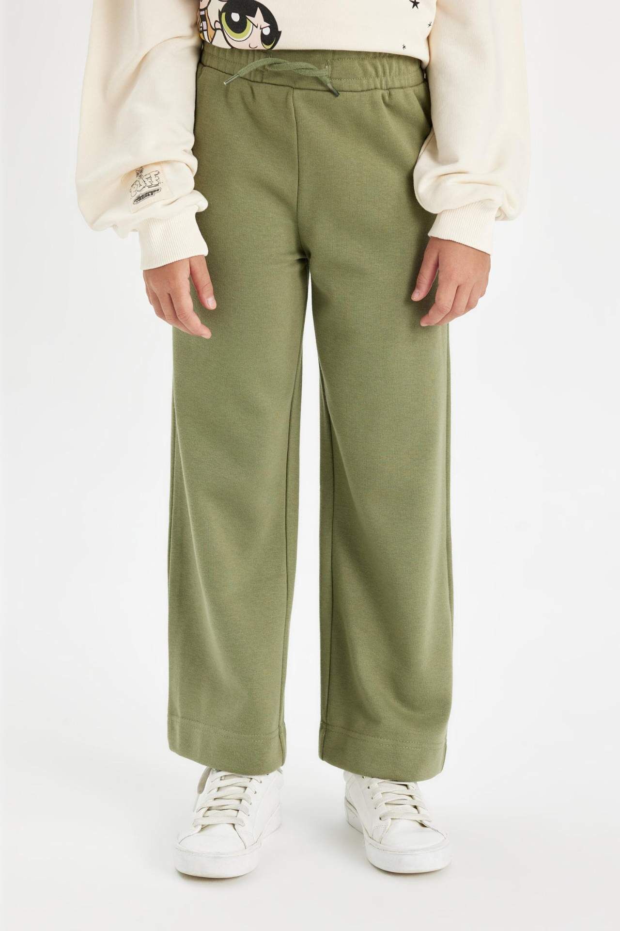 Kız Çocuk Wide Leg Geniş Bol Paça Beli Lastikli Basic Düz Eşofman Altı