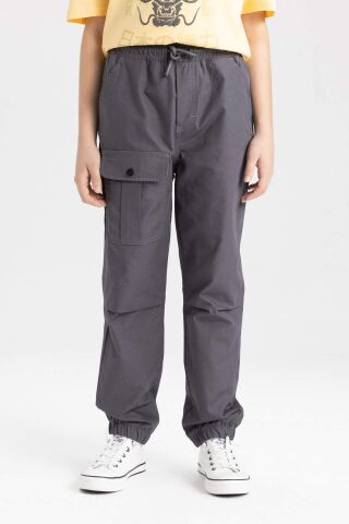 Erkek Çocuk Beli Bağcıklı Lastikli Paça Cepli Jogger Ribana Pantolon