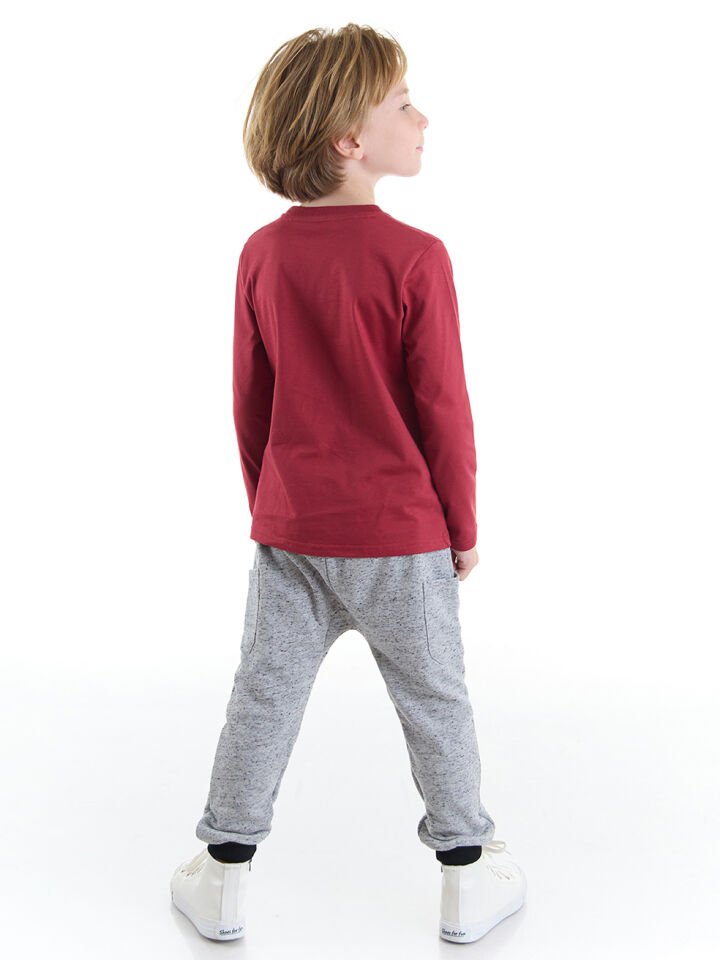 Rock Soul Erkek Çocuk T-shirt Pantolon Takım 8 Y - Gri, Bordo